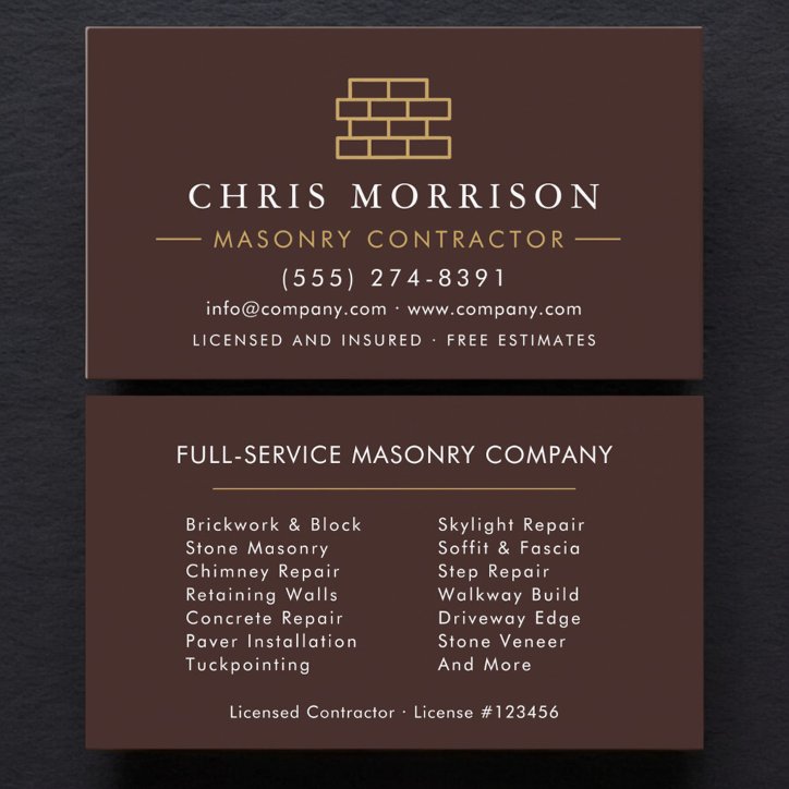 Bricklayer Brick Masonry Construction Business Card
