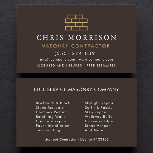 Bricklayer Brick Masonry Contractor Business Card (Creator Uploaded)