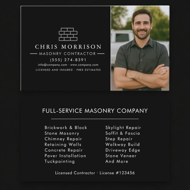 Bricklayer Brick Masonry Photo Construction Business Card