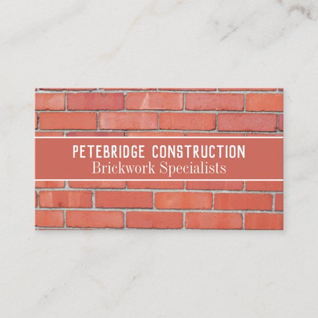Bricklayer Handyman Construction Worker Brick Wall Business Card (Front)