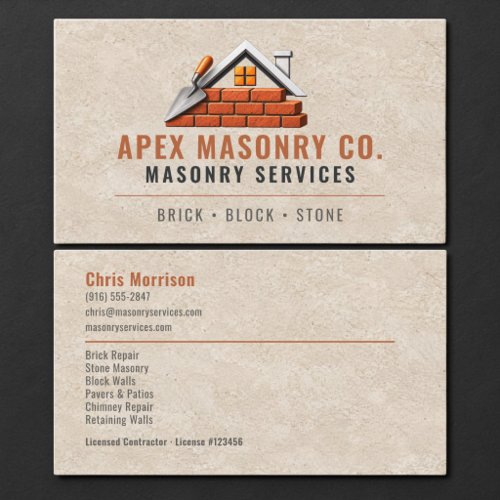 Bricklayer Masonry Professional Business Card