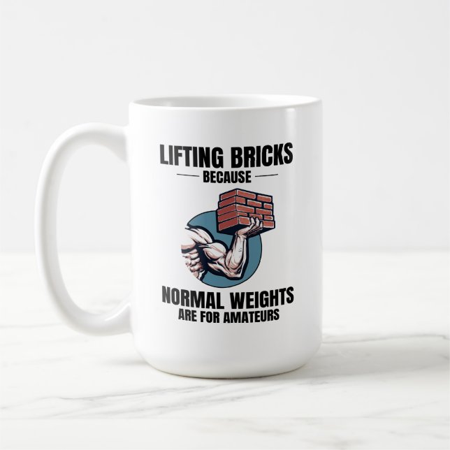 Bricklifting Humor: Beyond Ordinary Weights Bricks Coffee Mug (Left)