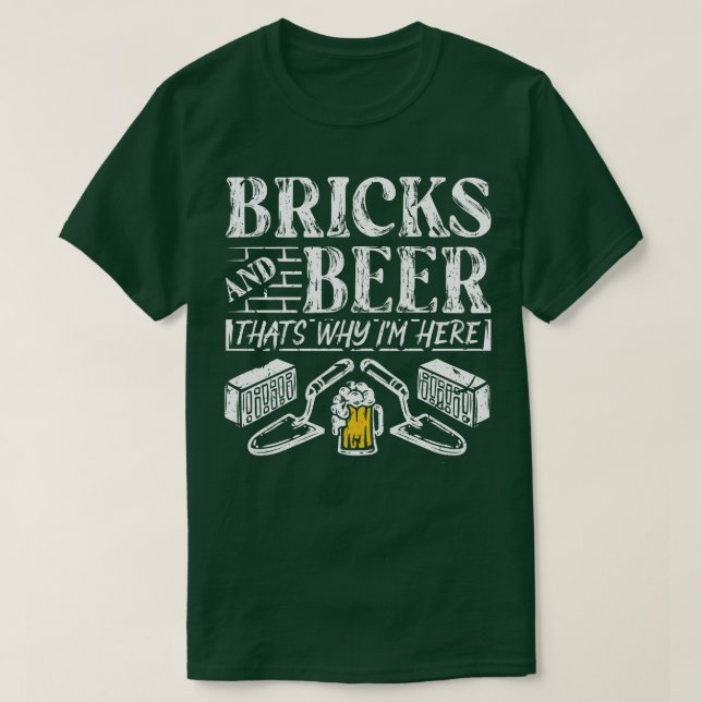 Bricks and Beer Concrete Trowel Bricklayer Gift T-Shirt (Design Front)