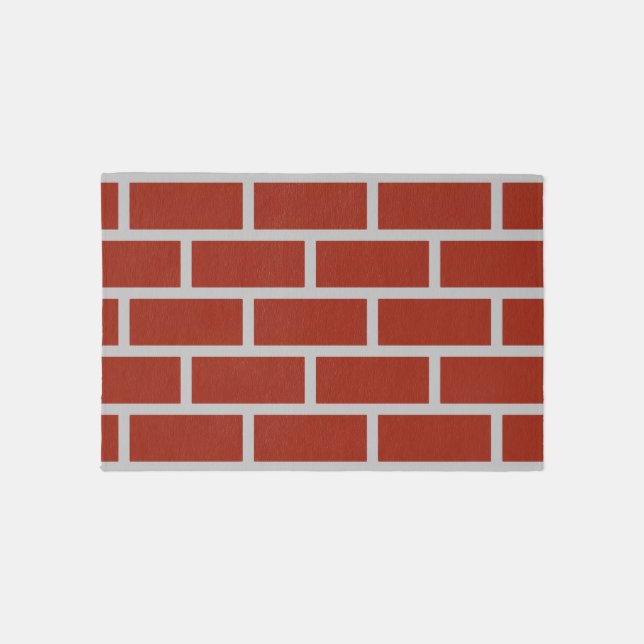 Bricks Area Rug (Brick Red & Gray) (Front)
