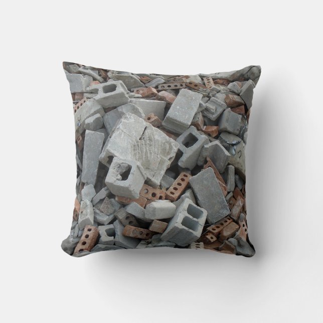 Bricks & Blocks Demolition Rubble Debris Throw Pillow (Front)