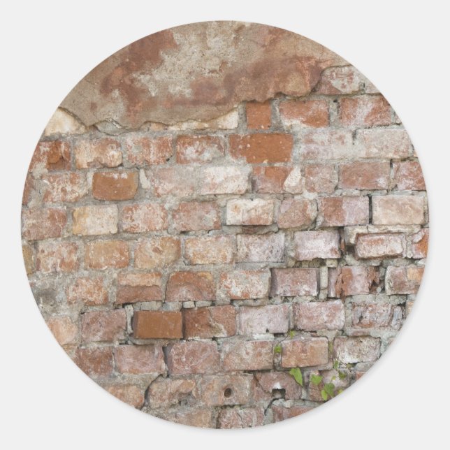 Bricks old wall classic round sticker (Front)