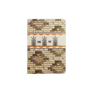 Bricks Pattern Monogram Passport Holder