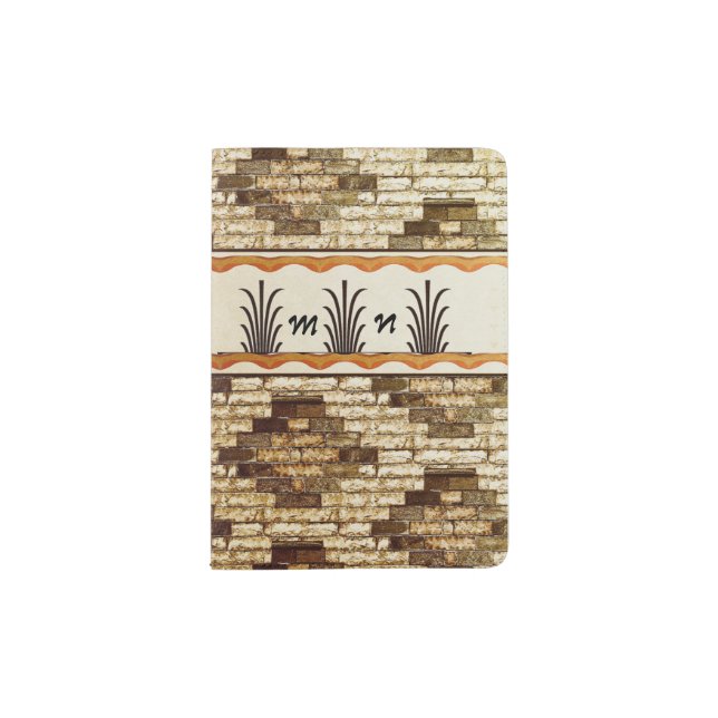 Bricks Pattern Monogram Passport Holder (Front)