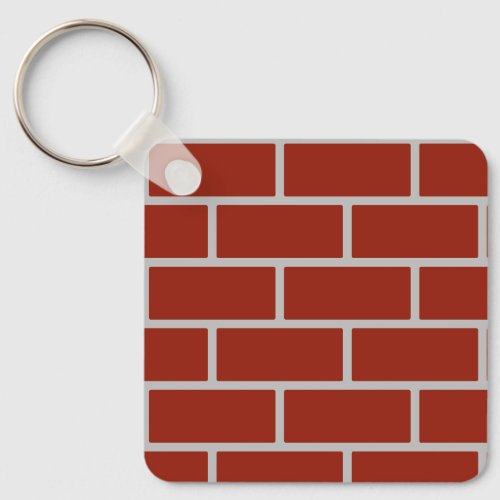 Bricks Square Keychain Brick Red  Gray