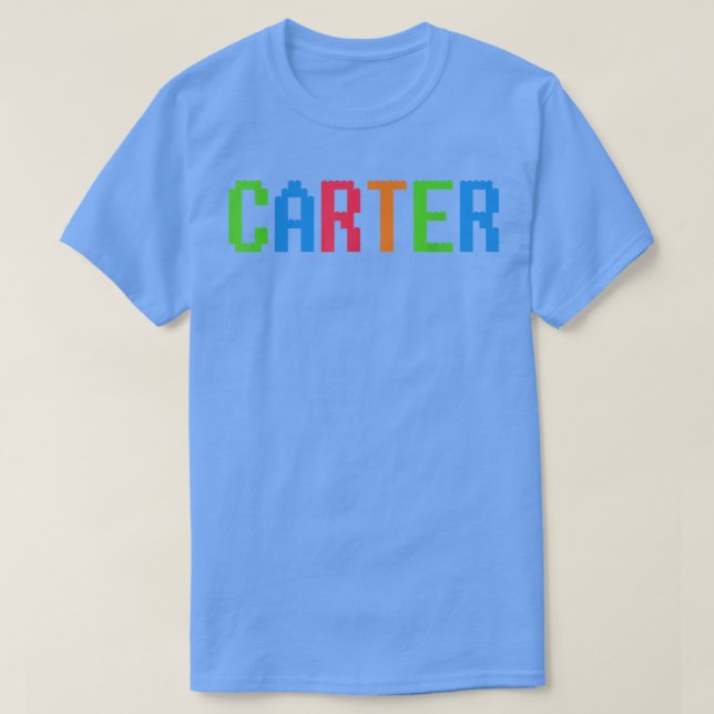 Bricks Theme CARTER Boys Name Custom Preschool Blo T-Shirt (Design Front)