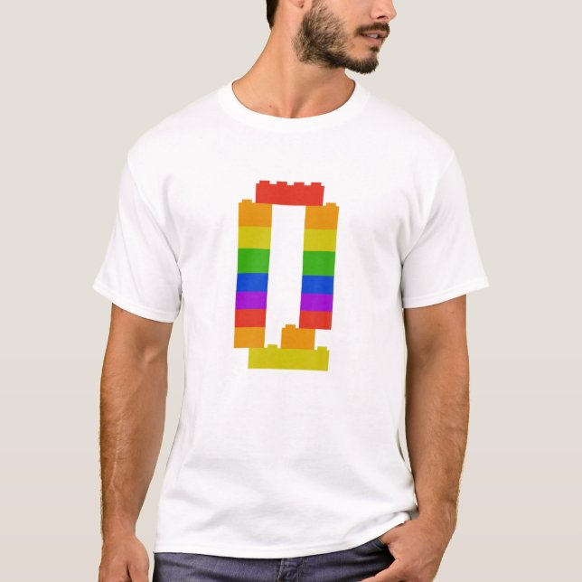 Bricks Theme Letter Q Monogram Name Initial Presch T-Shirt (Front)