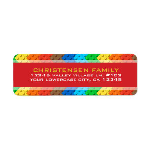 Bricks Toy Building Construction Birthday Party Label