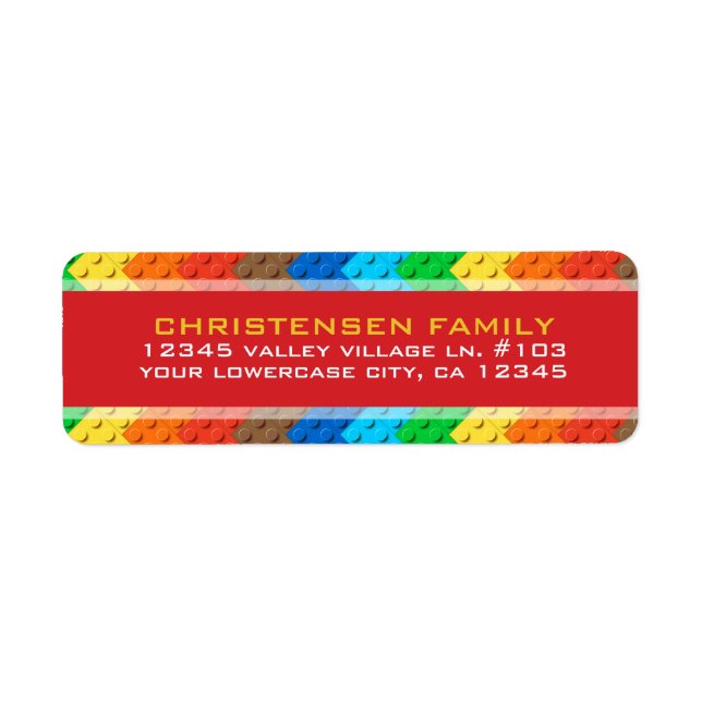 Bricks Toy Building Construction Birthday Party  Label (Front)