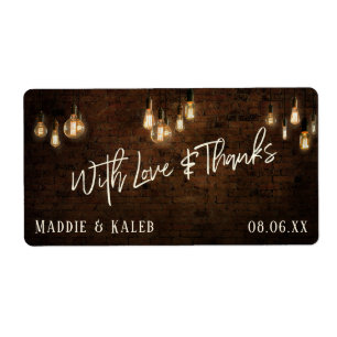 Bricks w/ Vintage Edison Lights With Love & Thanks Label