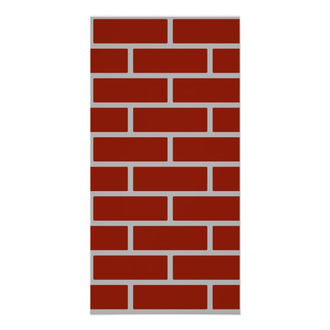 Bricks Wall Poster (Brick Red & Gray) (Front)