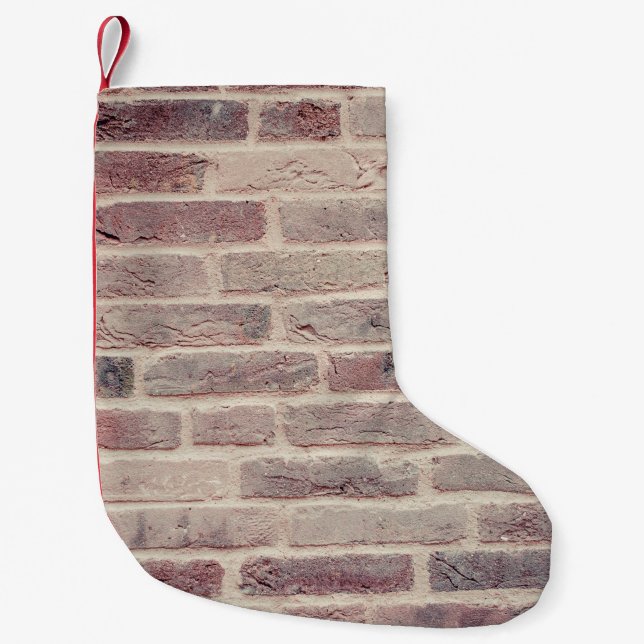 Bricks wall stones structure small christmas stocking (Front)