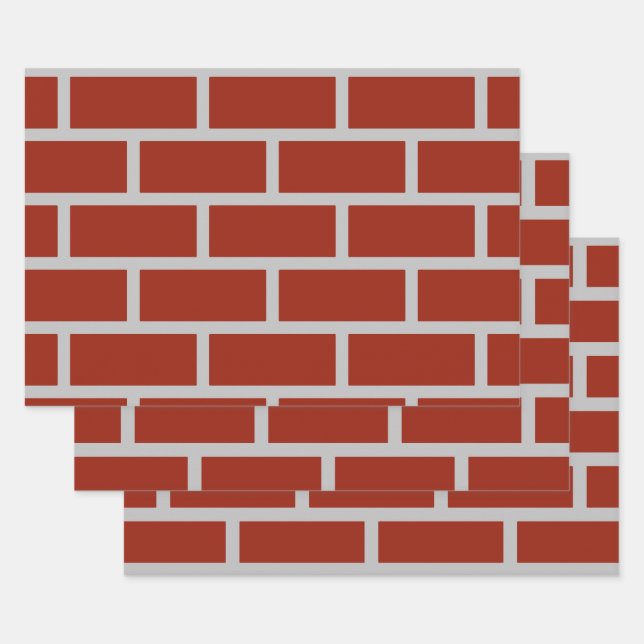 Bricks Wrapping Paper (Brick Red & Gray) (Set)