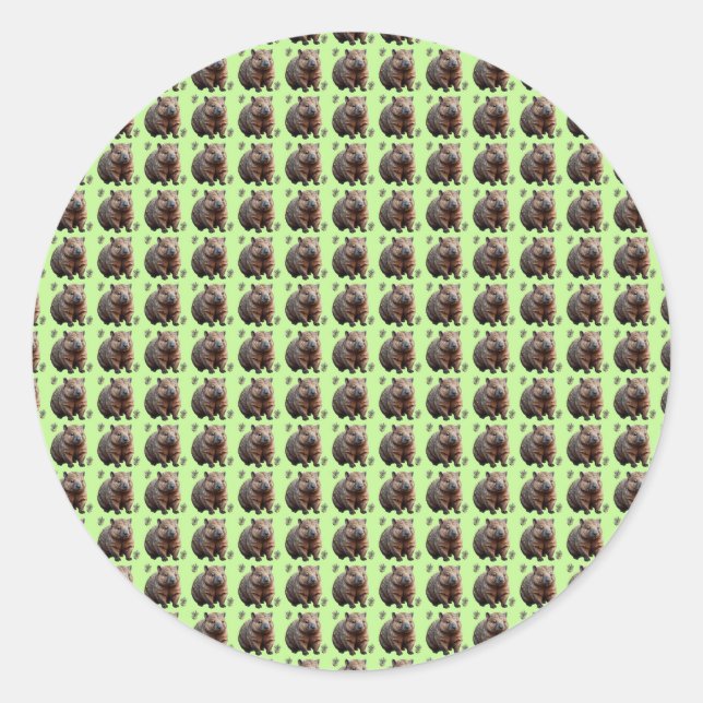 Brickwork Burrow: A Wombat's Green Canvas, Classic Round Sticker (Front)