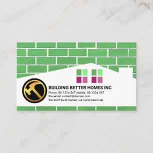 Brickwork Masonry Home Building Silhouette Roofer Business Card