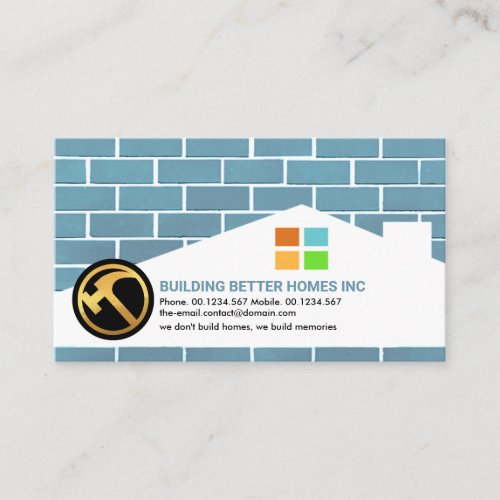 Brickwork Masonry Home Building Silhouette Roofing Business Card