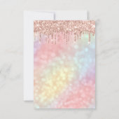 Bridal 16th Rose Gold Wedding Holographic Drips Invitation (Back)