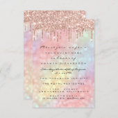 Bridal 16th Rose Gold Wedding Holographic Drips Invitation (Front/Back)