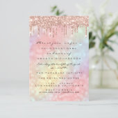 Bridal 16th Rose Gold Wedding Holographic Drips Invitation (Standing Front)