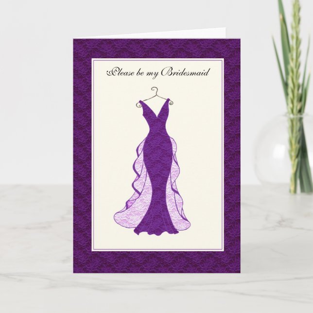 Bridal attendant invitation purple lace (Front)