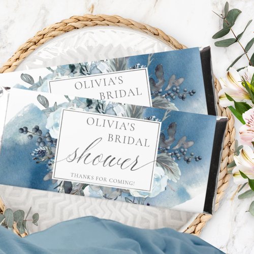 Bridal Baby Shower Blue Watercolor Personalized Hershey Bar Favors