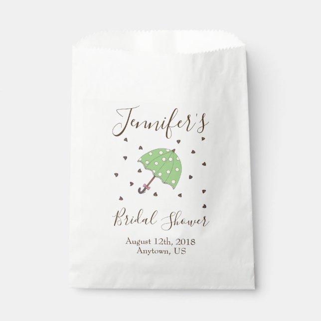 Bridal Baby Shower Chocolate Rain Drops Parasol Favor Bag (Front)