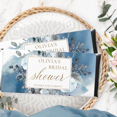 Bridal Baby Shower Personalized Blue Watercolor Hershey Bar Favors