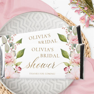 Bridal /Baby Shower Personalized Dusty Rose Floral Hershey Bar Favors