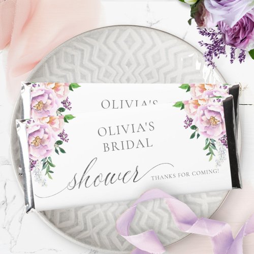 Bridal Baby Shower Personalized Lavender Floral Hershey Bar Favors