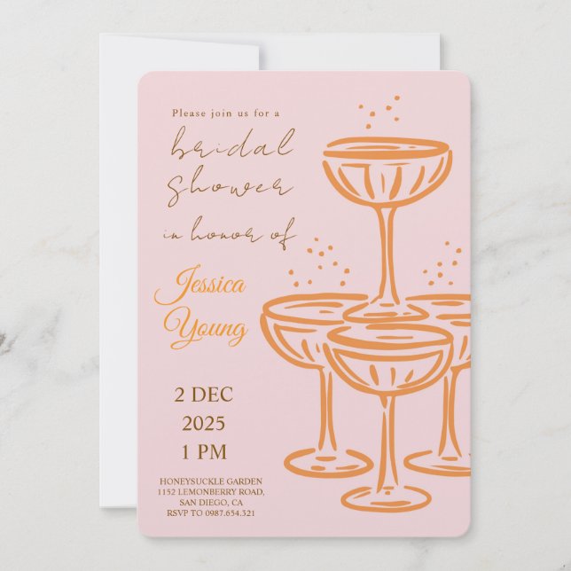 Bridal Bash & Cocktail Call bridal  Invitation (Front)