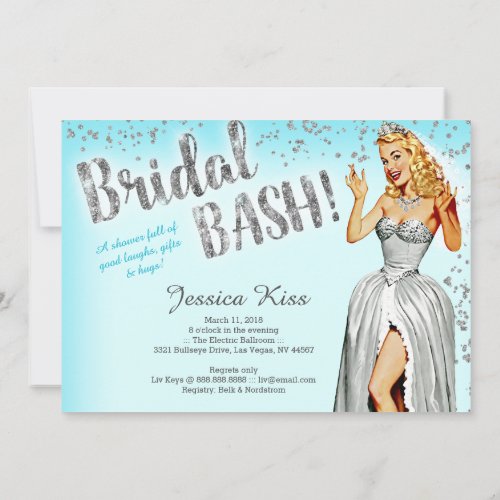 Bridal Bash Vintage Pinup Bride Bachelorette Party Invitation