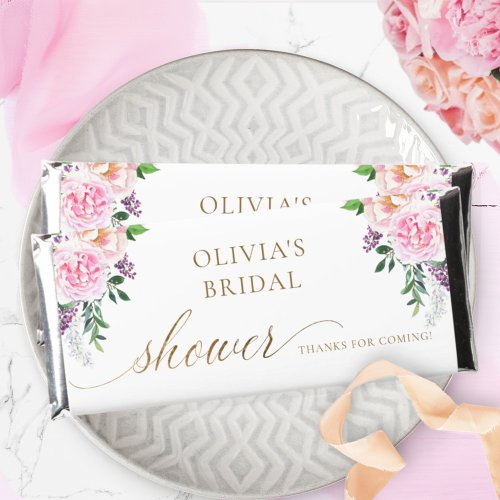 Bridal  Bay Shower Personalized Pink Floral Hershey Bar Favors