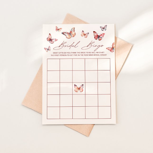 Bridal Bingo Boho Butterfly Bridal Shower Game Invitation (Creator Uploaded)