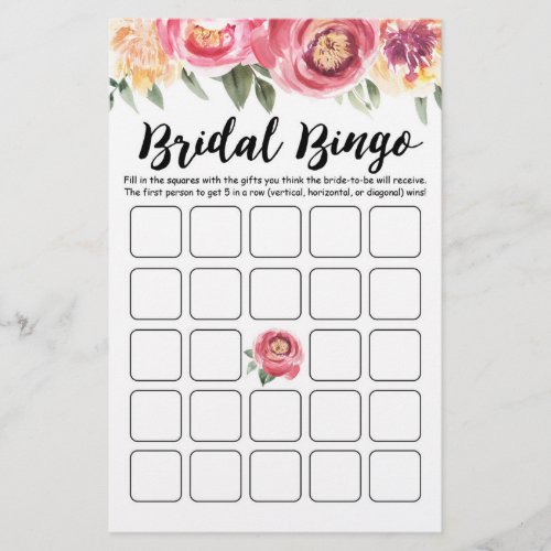 Bridal Bingo Bridal Shower and Hen Party game