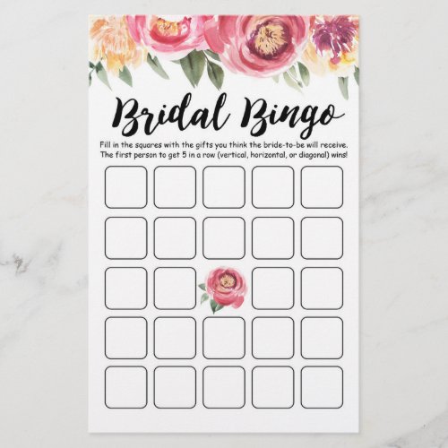 Bridal Bingo Bridal Shower and Hen Party game