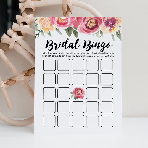 Bridal Bingo Bridal Shower and Hen Party game Card