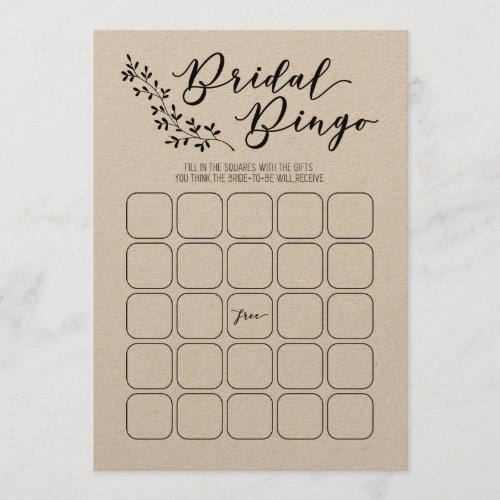 Bridal Bingo Bridal Shower Game Program