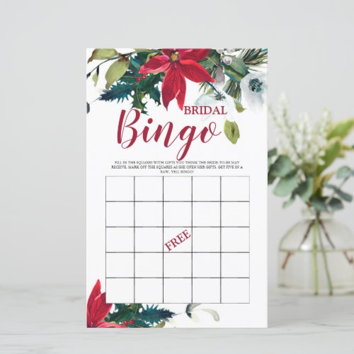 Bridal Bingo Christmas Poinsettia Bridal Game