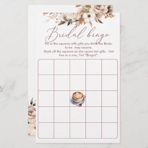 Bridal Bingo Coffee Bridal Shower Game