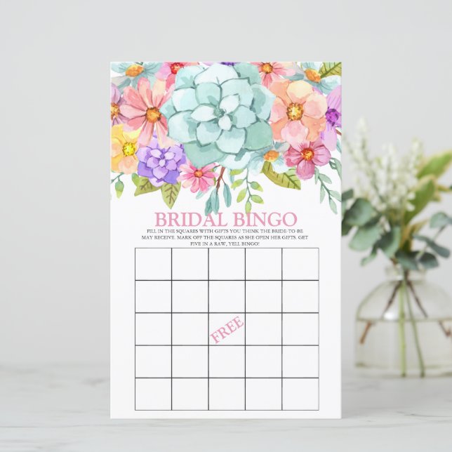 Bridal Bingo Colorful Floral Bridal Game (Standing Front)