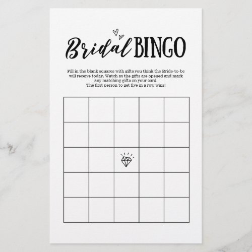 Bridal Bingo Game for Wedding or Bridal Shower