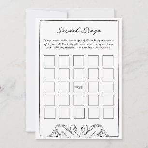 Bridal Bingo Gift Game - Black and White Swan Note Card
