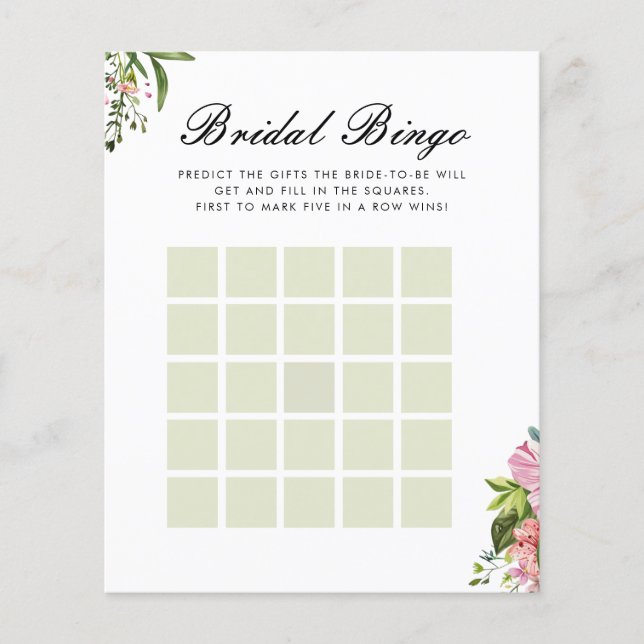 Bridal Bingo Margarita Mexican Bridal Shower Game (Front)