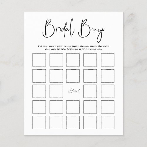 Bridal Bingo  Minimalist Bridal Shower Game