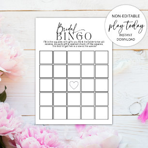 Bridal Bingo Minimalist Bridal Shower Game Invitation