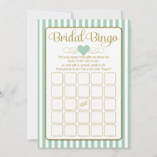Bridal Bingo Mint Green Gold Bridal Shower Game Invitation